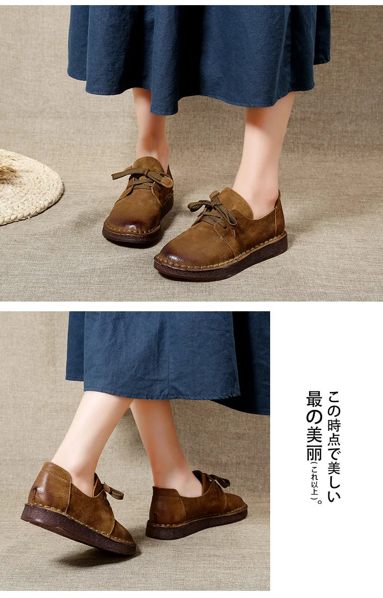 ZXRYXGS Retro Style Top Cowhide Single Shoes Woman New Flats 2025 Winter Soft Sole Comfort Warm Shoes Flat Sneakers Casual Shoes