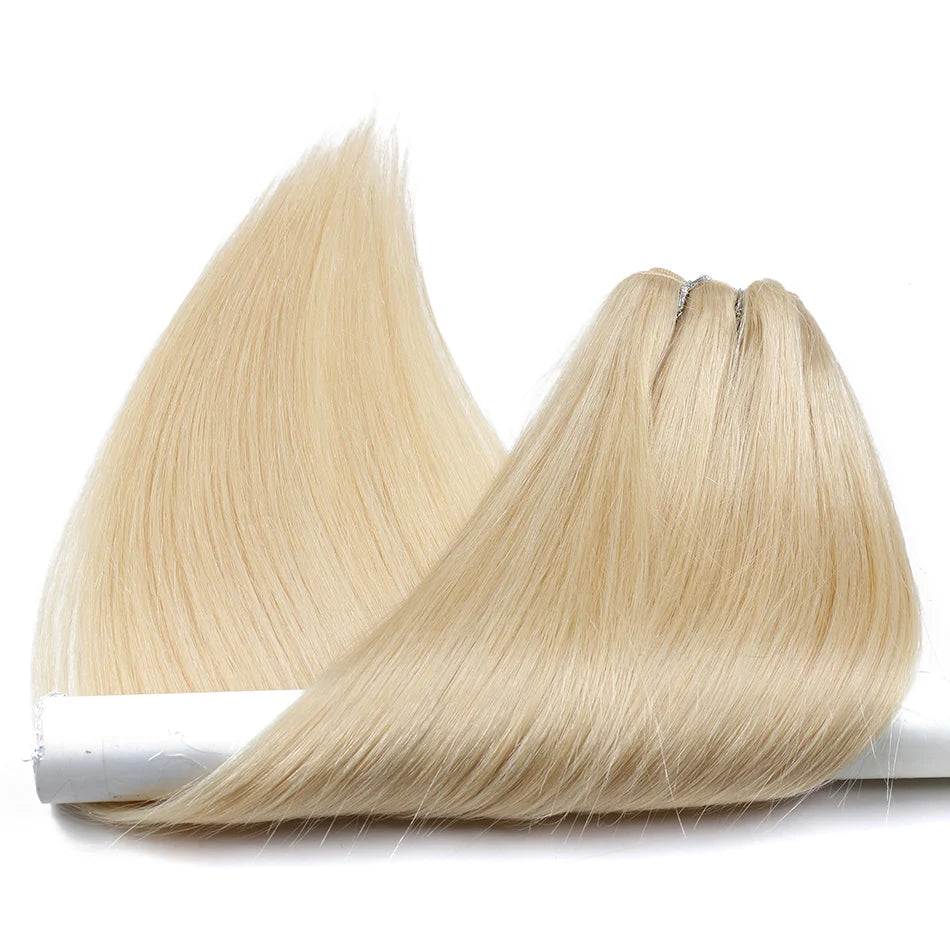 Straight Human Hair Weave Extensions Ombre Blonde Bundles Extensions 100g/Pcs 16"-28"  Straight Remy Skin Double Weft Hair