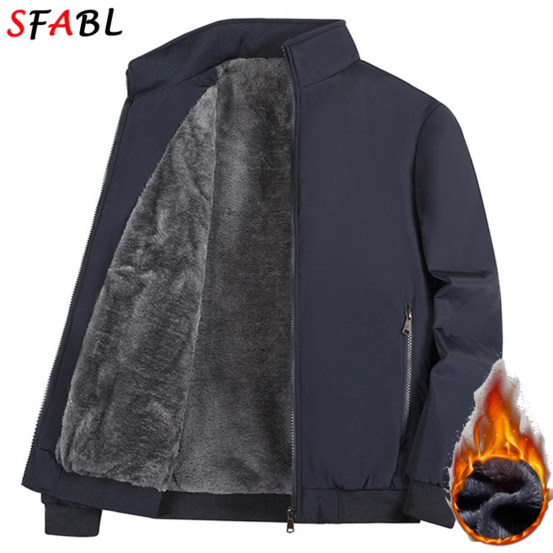Luxury Thicken Padded Blazers for Men Social Jackets Men's Winter Jacket Windbreak Fleece Lining Business Office Dress Coat XXXL
