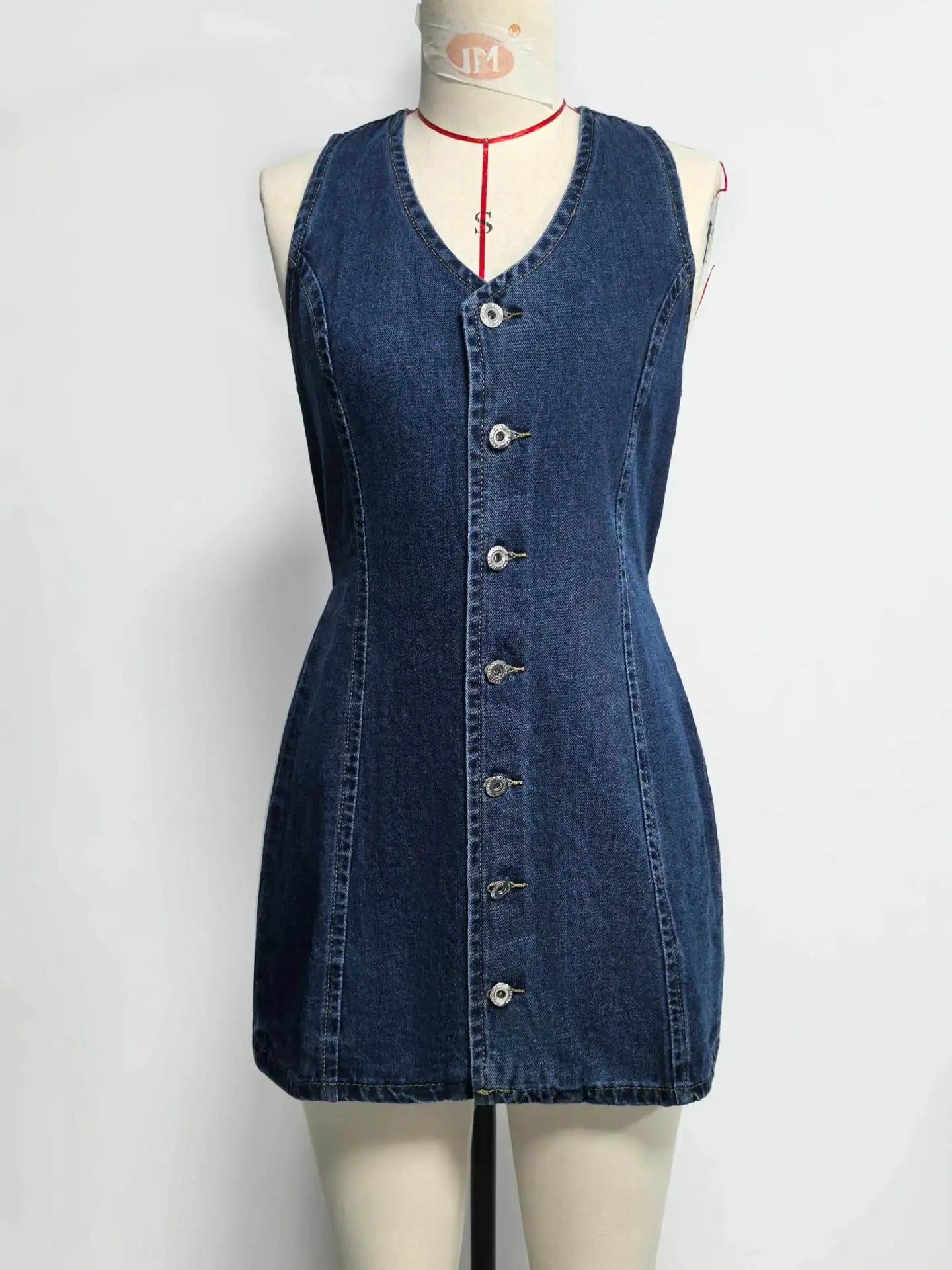 Denim Dress Women Mid Length Dresses Vest Vestidos Y2k Streetwear Elegant Splice Party Night Work V Neck Sleeveless Tight Waist