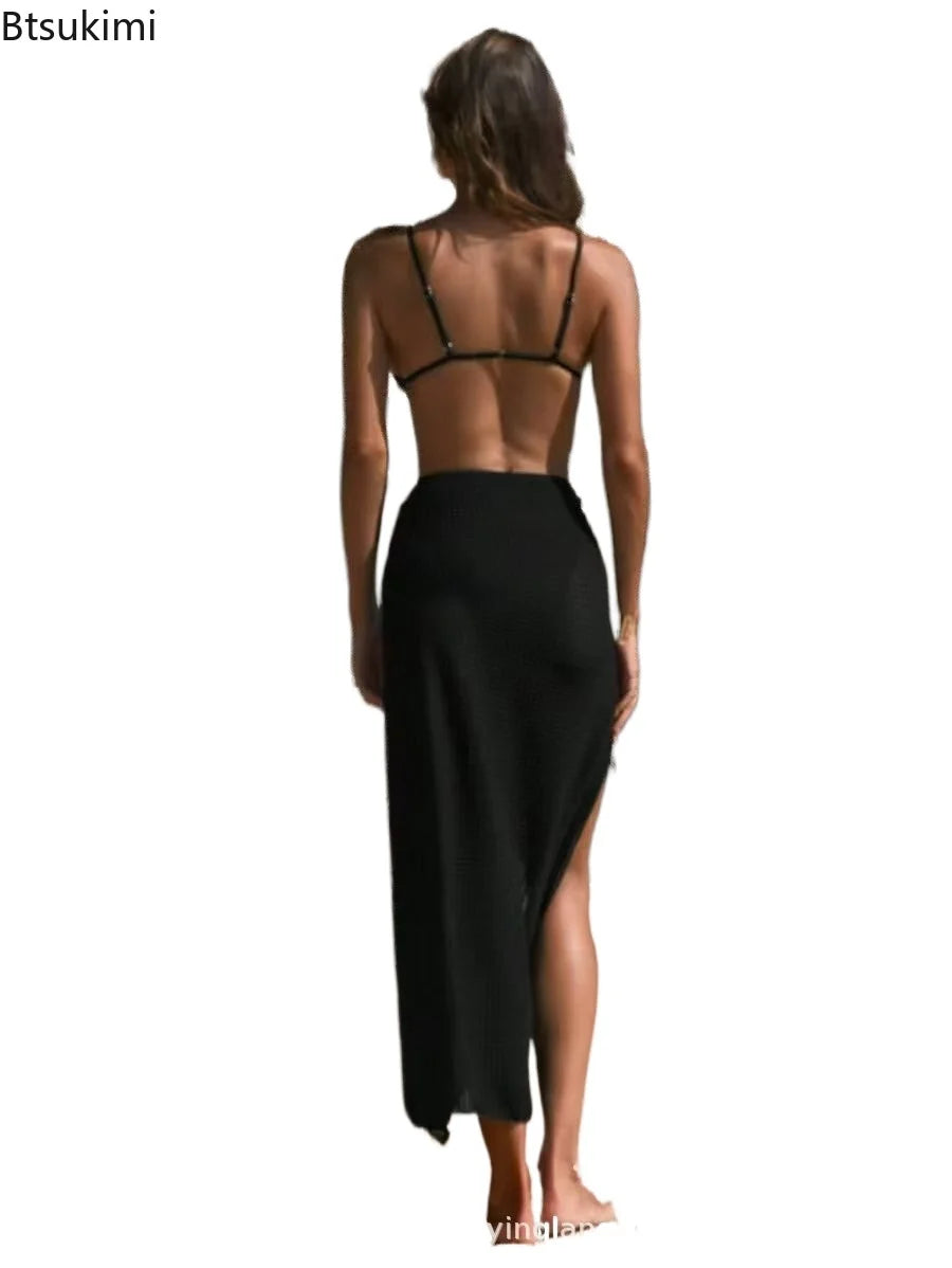 Vintage Swimsuit Women's Beach Vacation Long Skirts Sexy Bikini Cover Ups Holiday Bathing Suit Swimwear Summer 2-ways Wear Cover