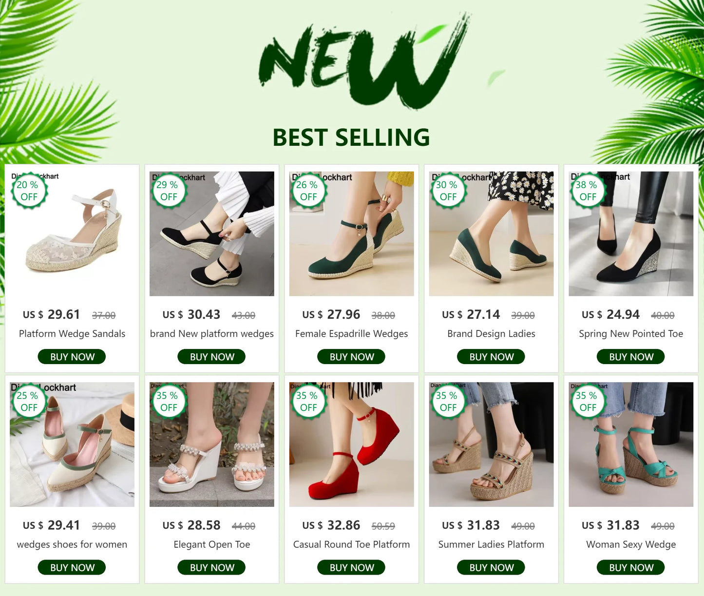 Spring New Women Espadrilles Leisure Wedges High Heels Lady Pumps Foothold Shoes Heel Slip On Round Toe for Femme Chaussures