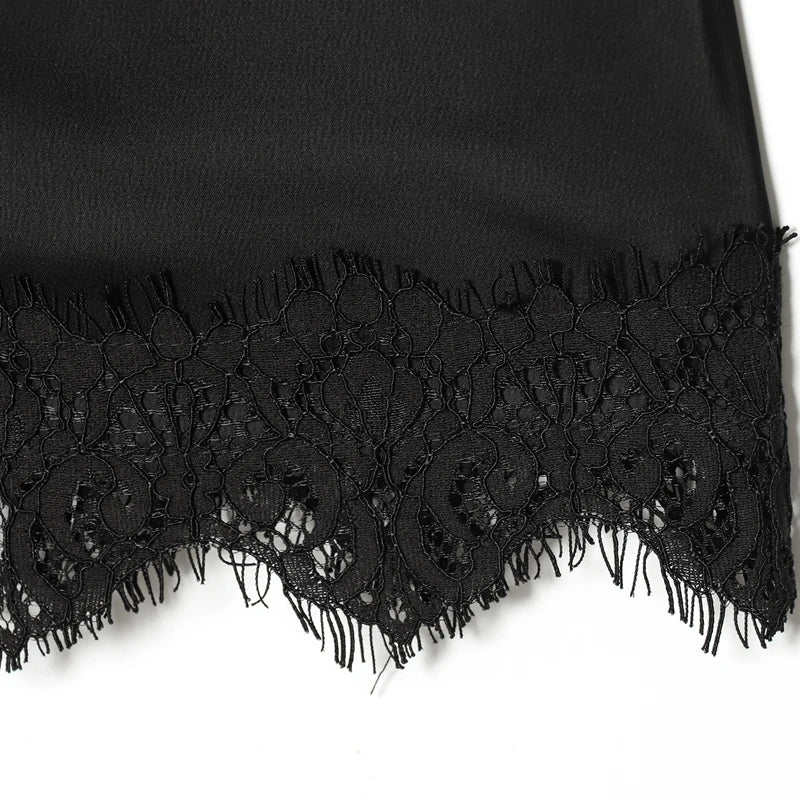 Women's Skirt With Lace Black High-Waisted Skirt Pants Summer Side Zipper Slim-Fitted Mini Skirt Women's Fashion Party Skirt