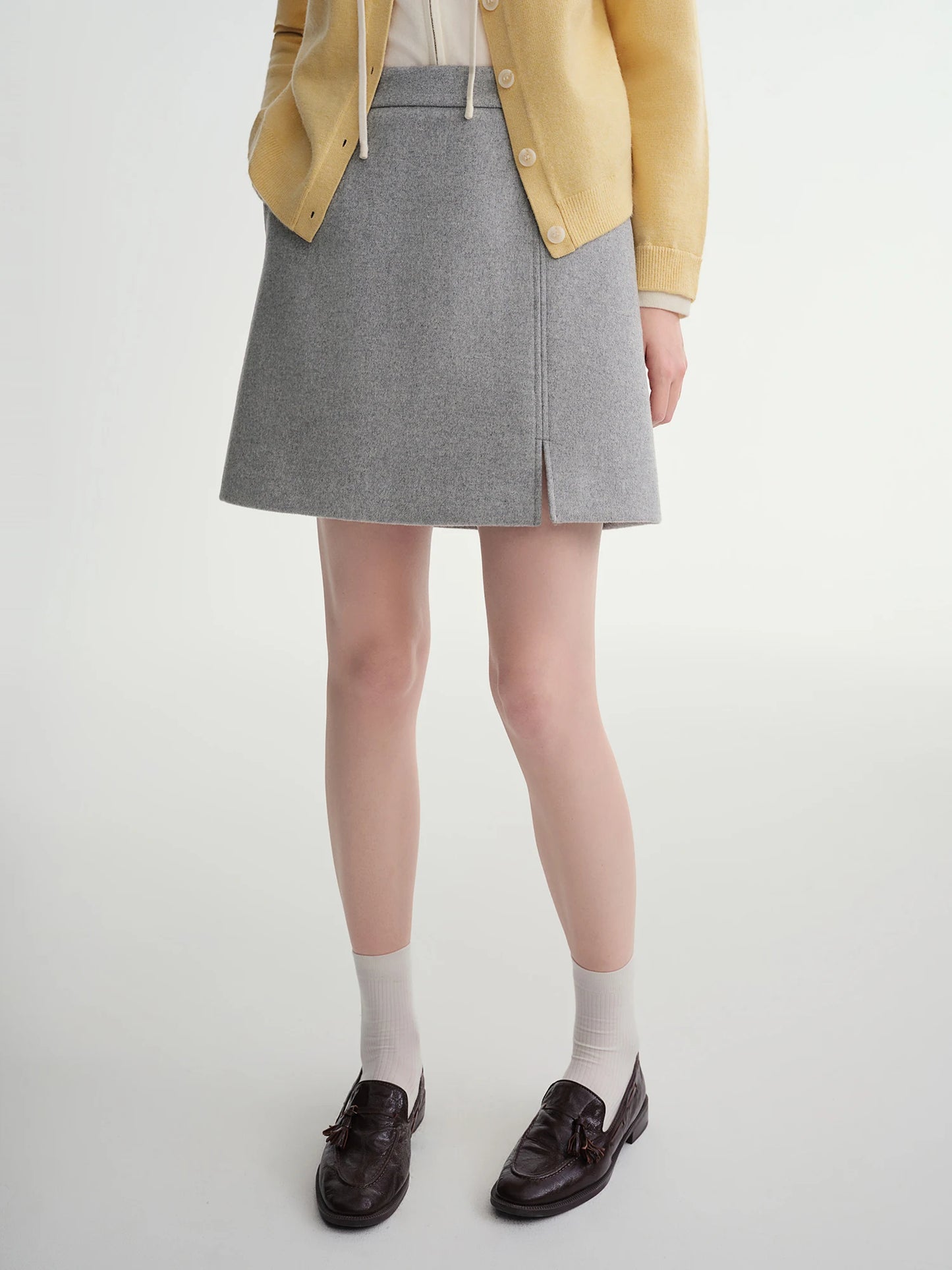DUSHU Classic Elastic Waist Skirt For Women Winter Office Solid Color College
