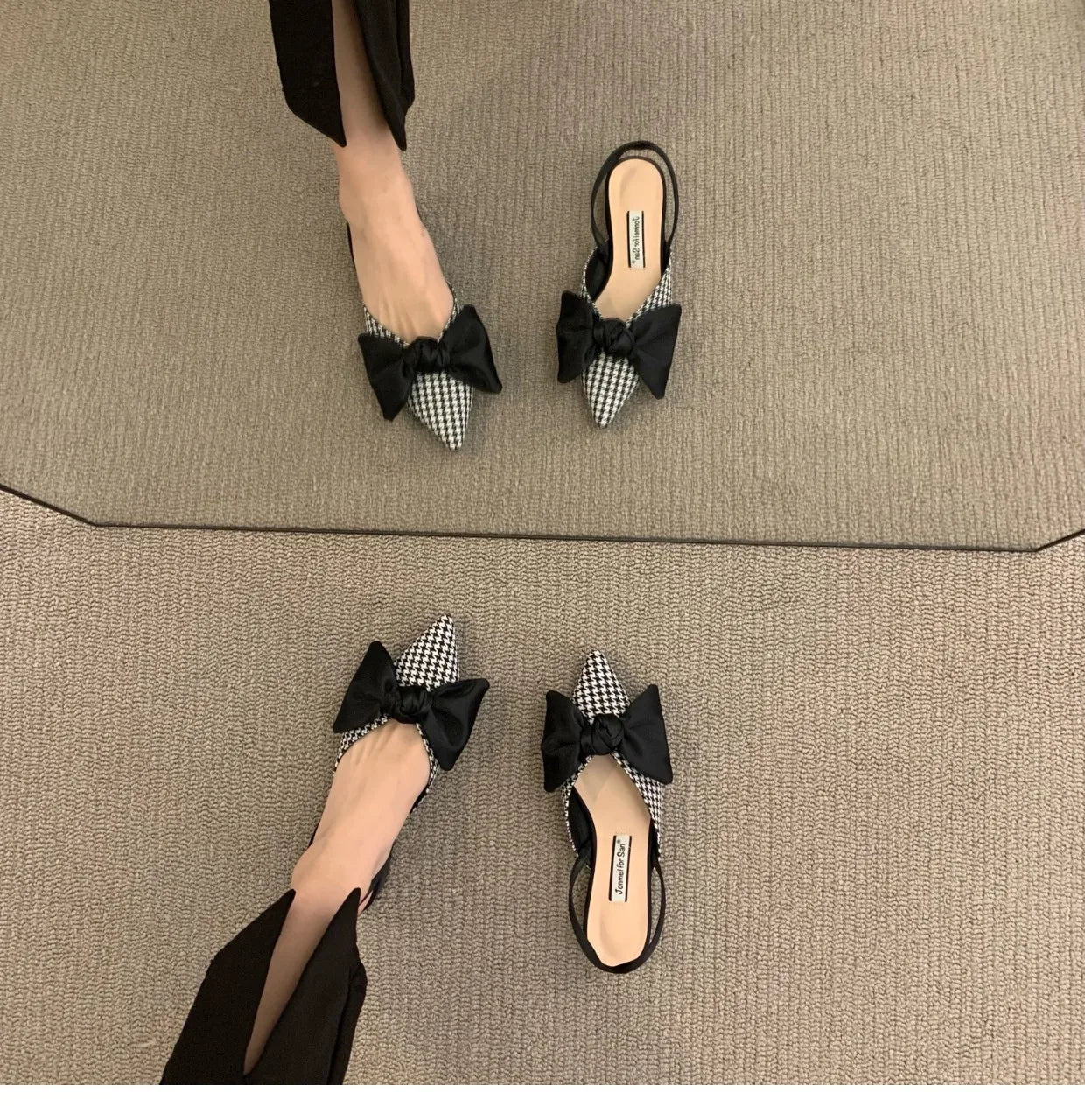 Bow Sandals Women 2022 Summer Pointed Low Heel Sandals Women Fashion Baotou Thin Strap Sandals High Heels Sandalias De Mujer
