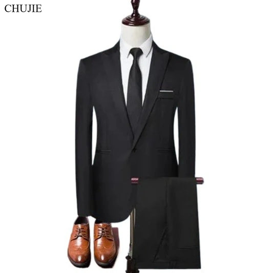 Men Suits Set For Wedding Elegant 2 Pieces Jackets Pants Slim Fit Blazers Formal Outfit Fashion Classic Full 2025 Costume