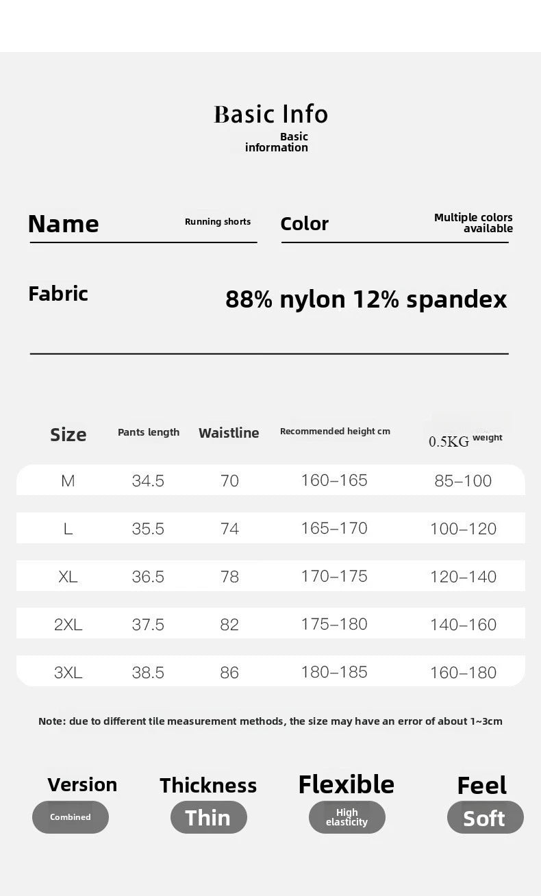 Men's Sports Shorts Quick Drying Fitness Professional Marathon Training Double-layer Three-quarters Running Shorts