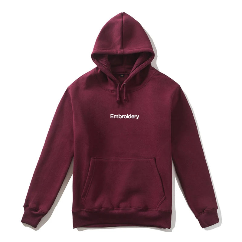 Top Quality Custom Embroidery Cotton Hoodie Your Design Brand Company Logo Text Men Womens Thick Fleece Warm Sweatshirt 350gsm