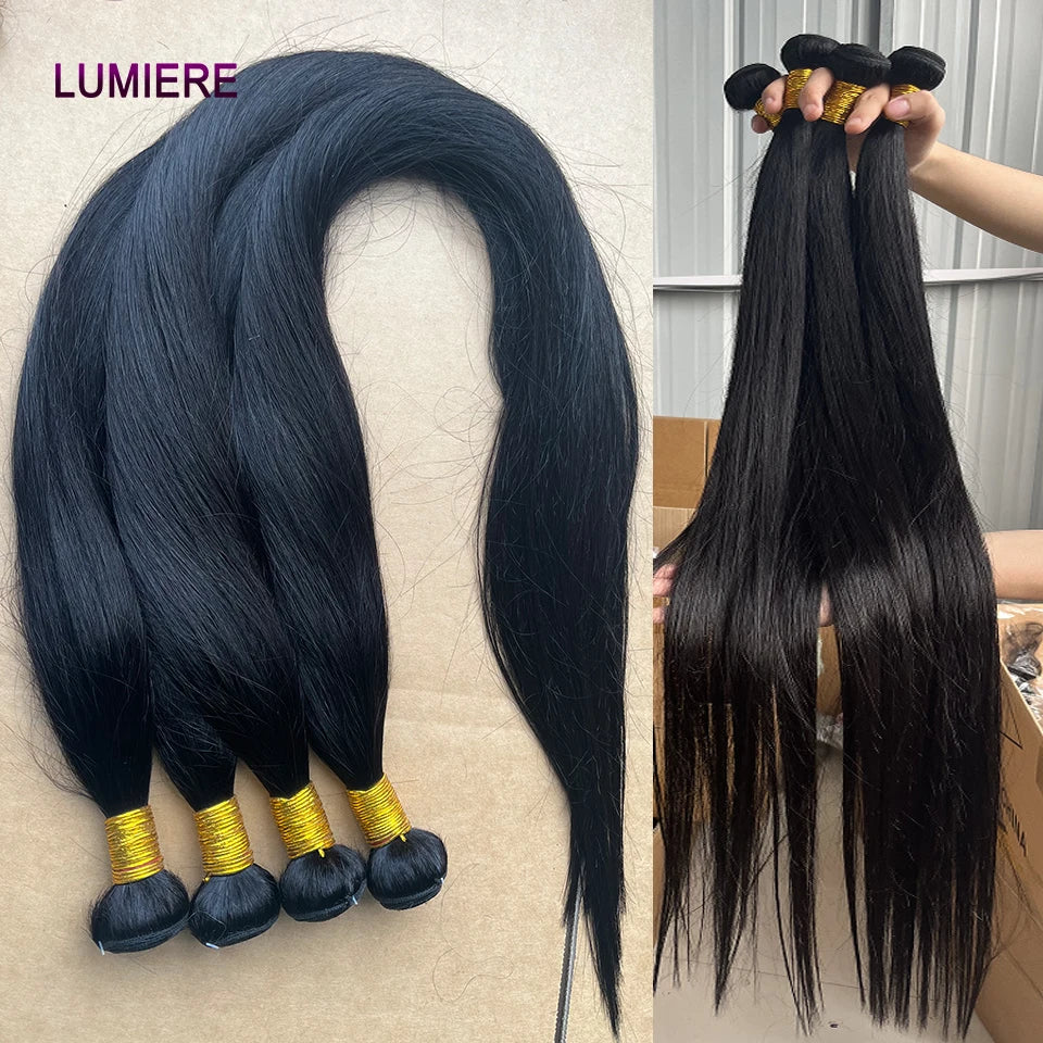38 40 Inch Bone Straight 100% Virgin Unprocessed Human Hair Bundles Deal Raw Hair Extensions Brazilian Natural Black Wholesale