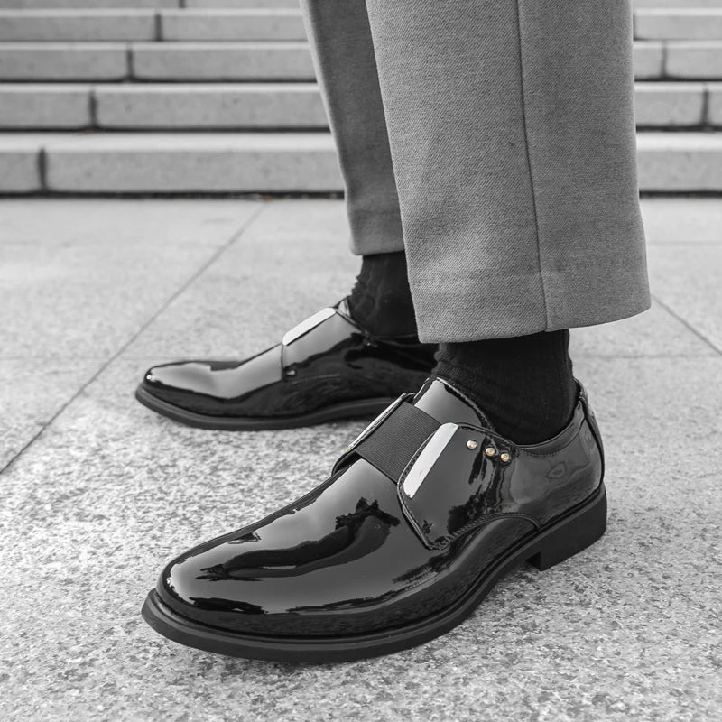 Luxury Brand Men's Shiny Leather Shoes High-end Occasions Business Men's Formal Shoes Classic Loafers Brown Retro Shoes