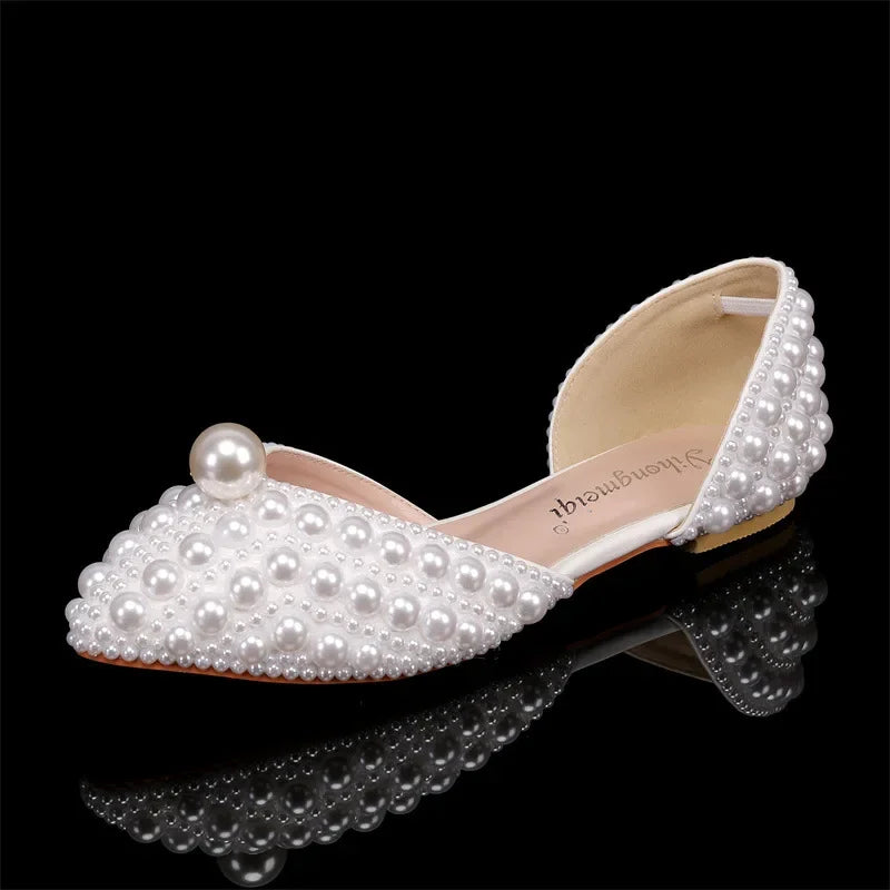 Maogu Women Sandals Fashion High Quality Wedding Shoes Women New Pearls Studs Luxury Peep Toe High Heels Buckle Woman Sandal 43