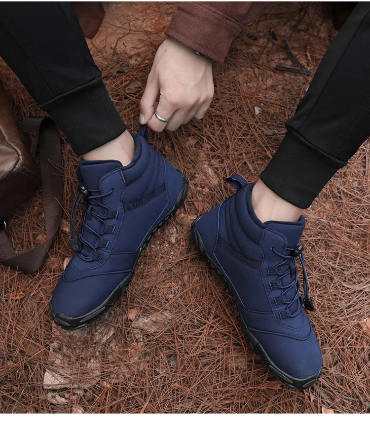 Snow Boots Women Men Sneakers Barefoot Waterproof Winter Warm Running Shoes Non-Slip High-top Padded Hiking Ankle Shoes 2024