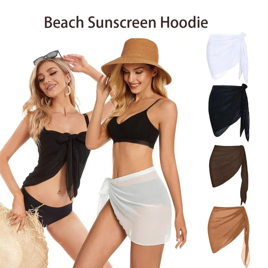 Women Summer Short Sarongs Swimsuit Coverups Beach Bikini Wrap Sheer Short Skirt Chiffon Scarf Cover Ups for Swimwear