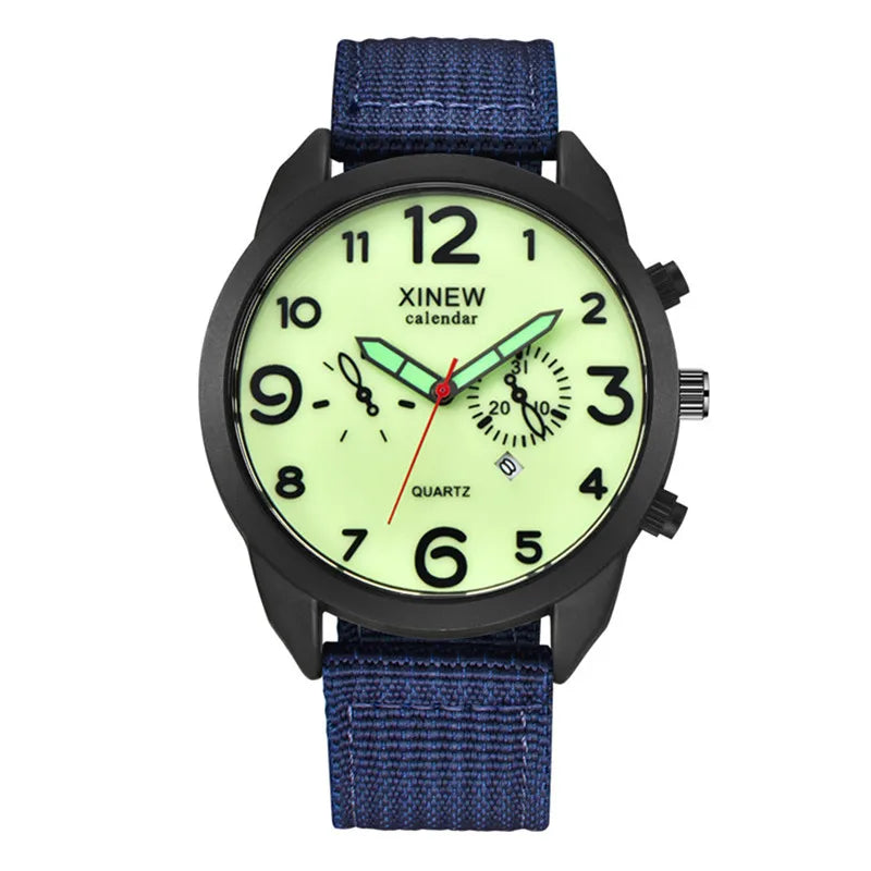 Men Genuine XINEW Brand Cheap Watches Casual Nylon Band Army Sports Date Quartz Watch Black Erkek Barato Saat Montre Homme 2024