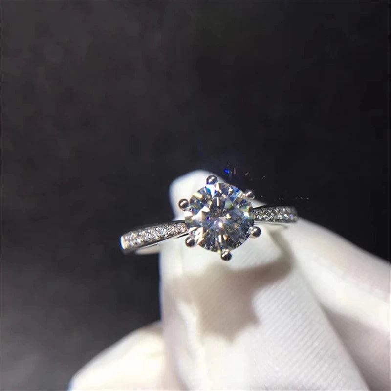 CC 1 Carat Wedding Rings For Women Silver Color White Cubic Zirconia Stone Engagement Jewelry Fashion Accessories Gift CC633