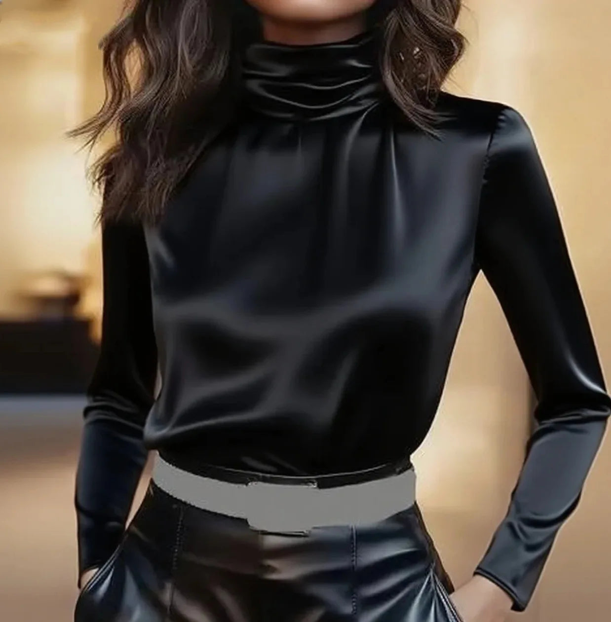 Elegant Long Sleeve Loose Blouse Women 2025 Autumn Winter Ladies Tops Casual