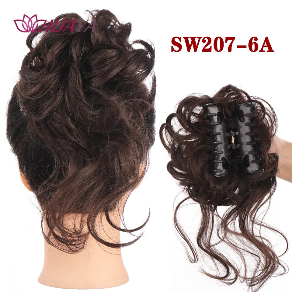 Synthetic Hair Bun Chignon for Women Messy Bun Hair Piece Tousled Updo Hair Extensions With Claw Clip Curly Hairpins Black Brown