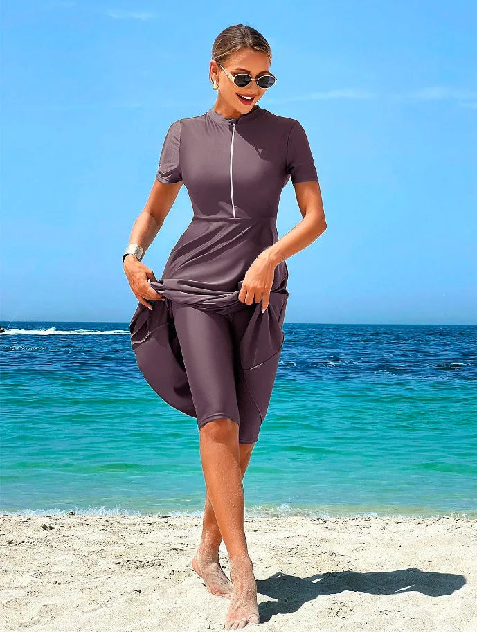 New Cover Ups Sexy Swimsuit Women Summer Bathing Suit Bikini Set Short Sleeve Swimwear Women Beach Swimming Suit For Female