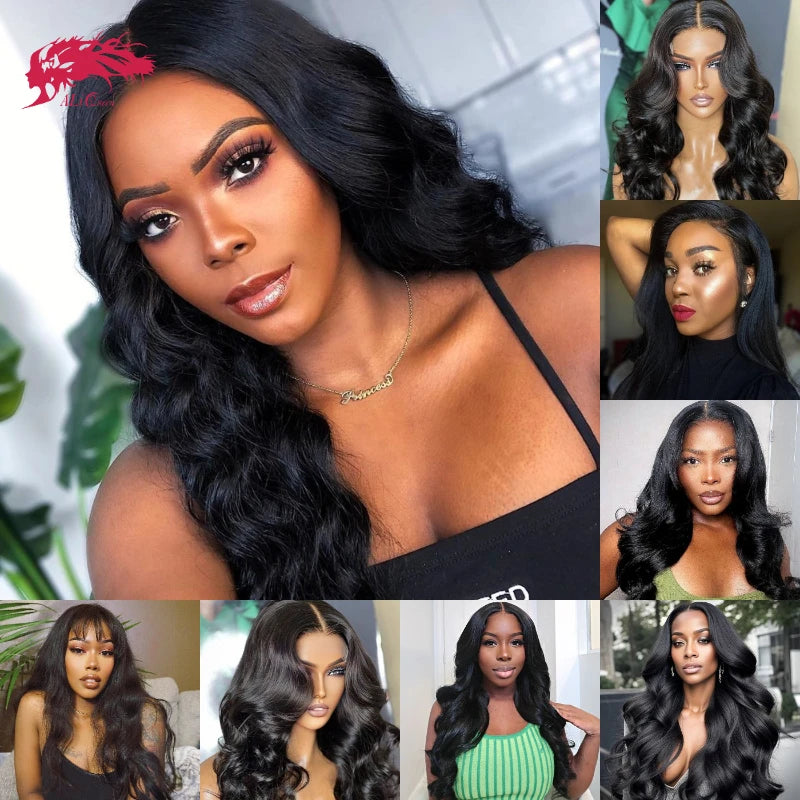 Ali Queen 6X6/7X7 HD Body Wave Lace Frontal Wig Transparent 13X4&13X6 Front Indina Virgin Human Hair 180 Density