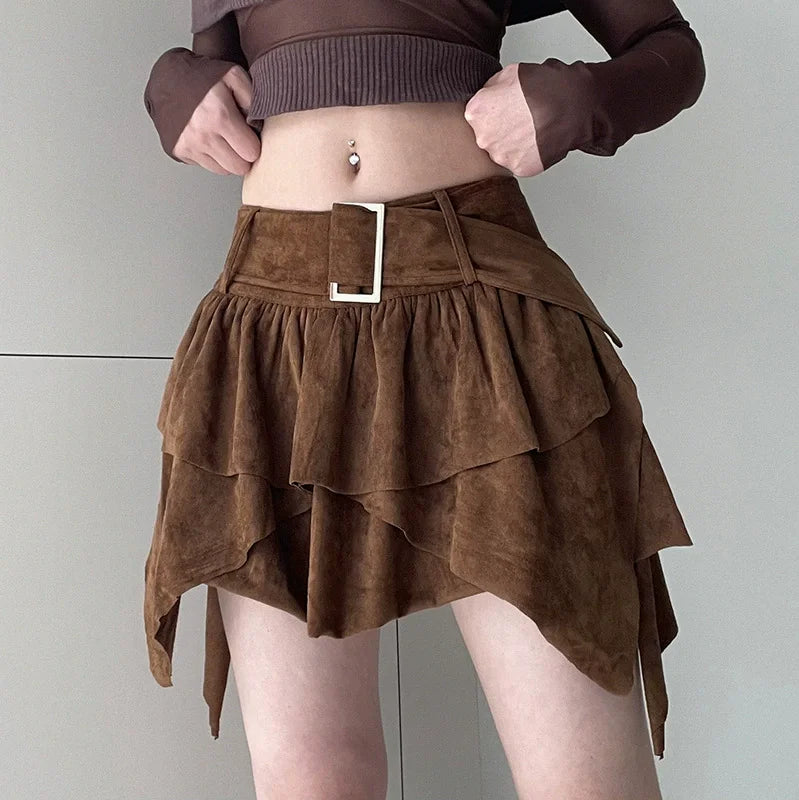 Skirt for Women 2025 Summer New Retro Multi-Layer Spicy Girl Half Skirt with Irregular High Waist and Leg Length A-Line Skirt