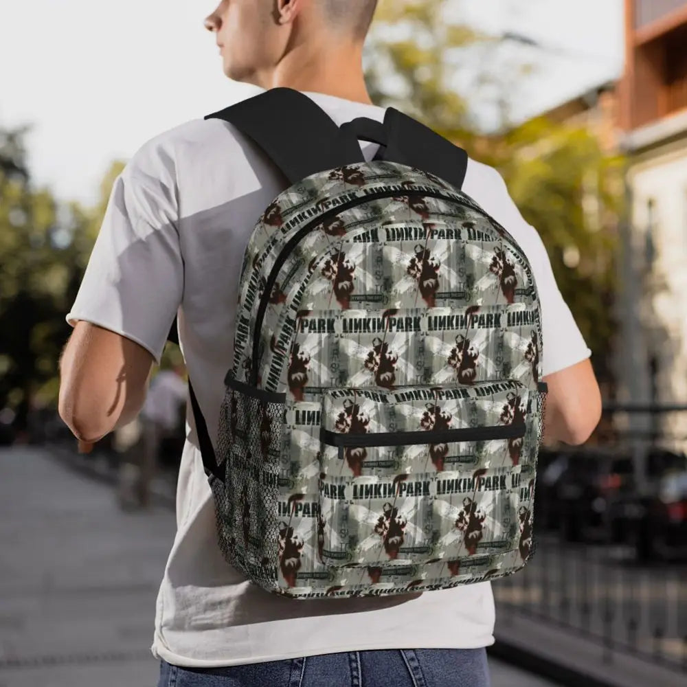L-Linkin-S P-Park-S Band Student Backpack School Bag Hiking Travel Daypack for Boys Girls Fashion Bookbag Shoulder Bags