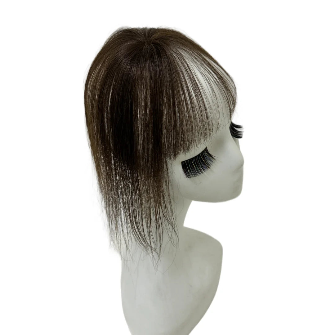 360° Coverage Natural Black Human Hair Bangs Clips in Hairpieces for Women False Natural Bangs with Thinning Hair Extensions