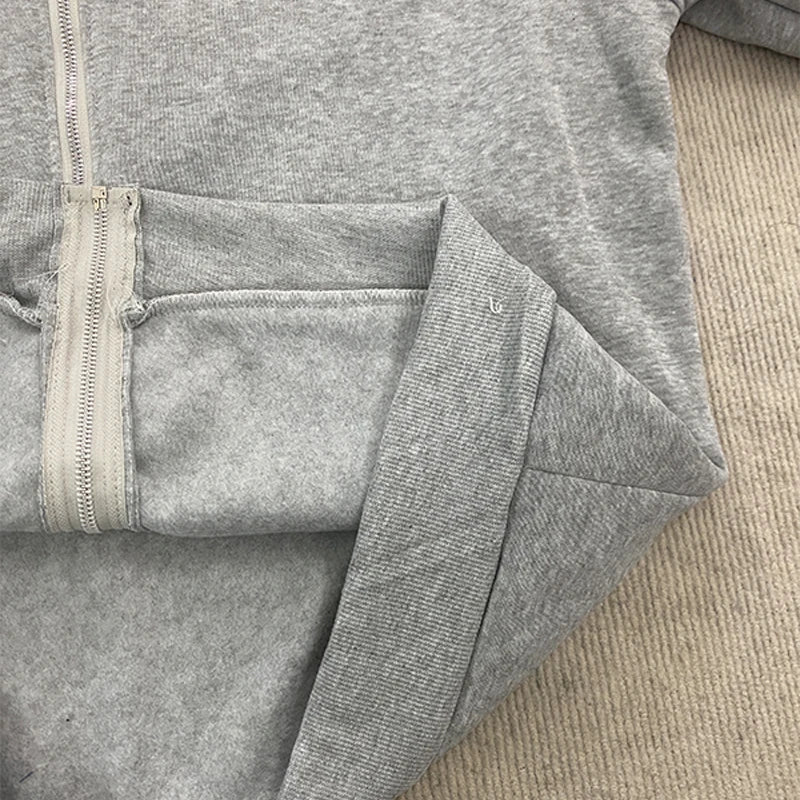 European And American High Street Printed Zipper Hoodie Loose Fit Sweatshirt
