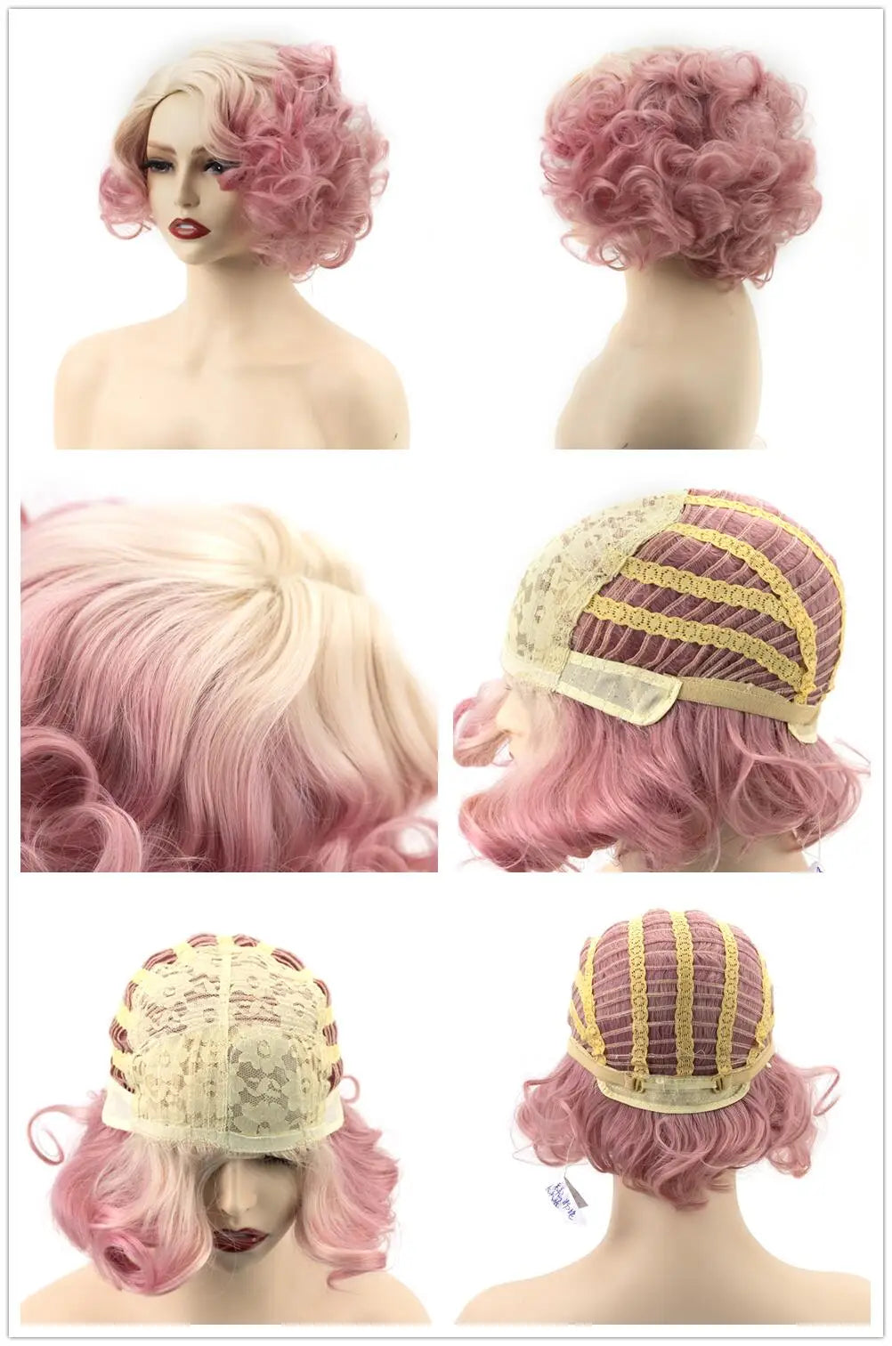 GNIMEGIL Synthetic Cosplay Wig Short Curly Hair Platinum Blonde Wigs for White Women Fluffy Curls Flip 60s Gatsby Hairstyle Wigs
