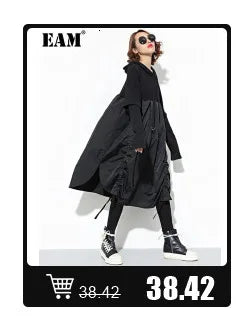 [EAM] High Elastic Waist Black Pleated Long Wide Leg Trousers New Loose Fit Pants Women Fashion Tide Spring Summer 2026 1U320