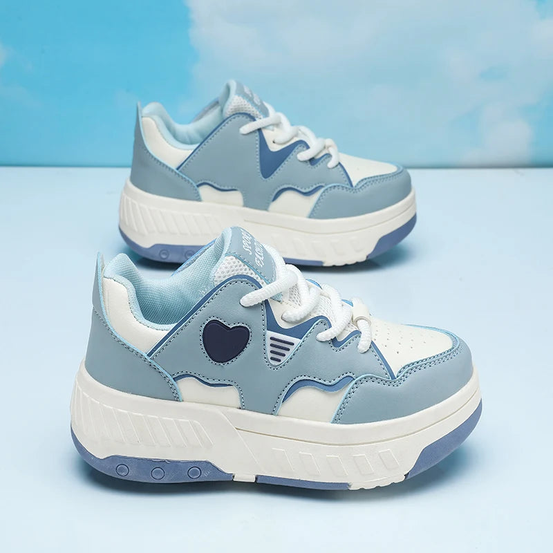 Kids Roller Skate Shoes Fashion Casual Sports Children 4-Wheels Outdoor Sneakers for Boys and Girls Gift