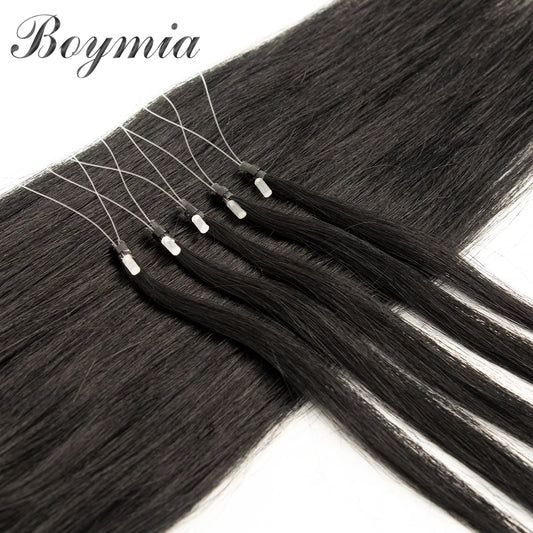 Boymia Micro Loop Human Hair Extensions 12" 16" 20" 24" Natural Straight Hair Rings Micro Link 0.5g/strand