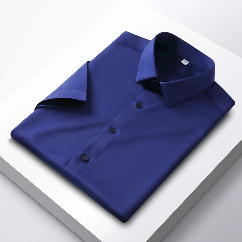 Men's 6XL Large High Quality Formal Shirts Short Sleeve Summer Clothing Non iron Business Casual ice Silk ice Feeling T-Shirts