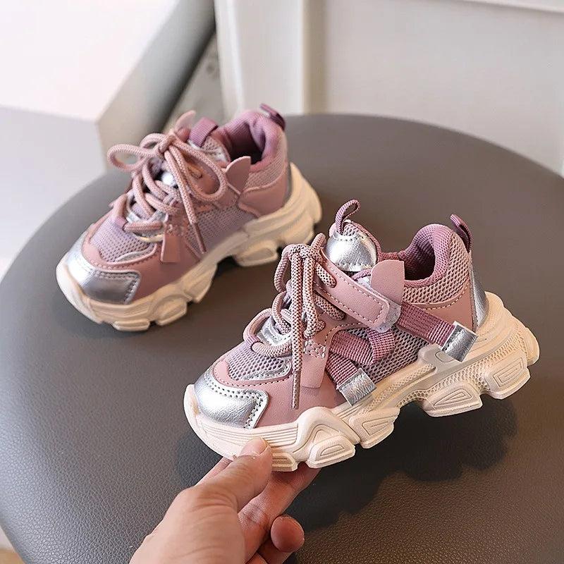 Kids Casual Sports Sneakers Soft Non-slip Sole Comfortable Walking Shoes for Boys Girls Autumn Colorful Style