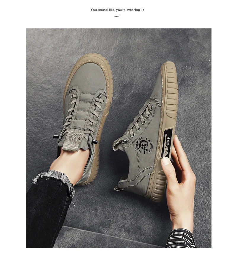 Trend Canvas Men's Shoes Breathable Green Casual Shoes for Men Comfor All-match Sneakers Ice Silk Cloth Men Walking Tennis Shoes