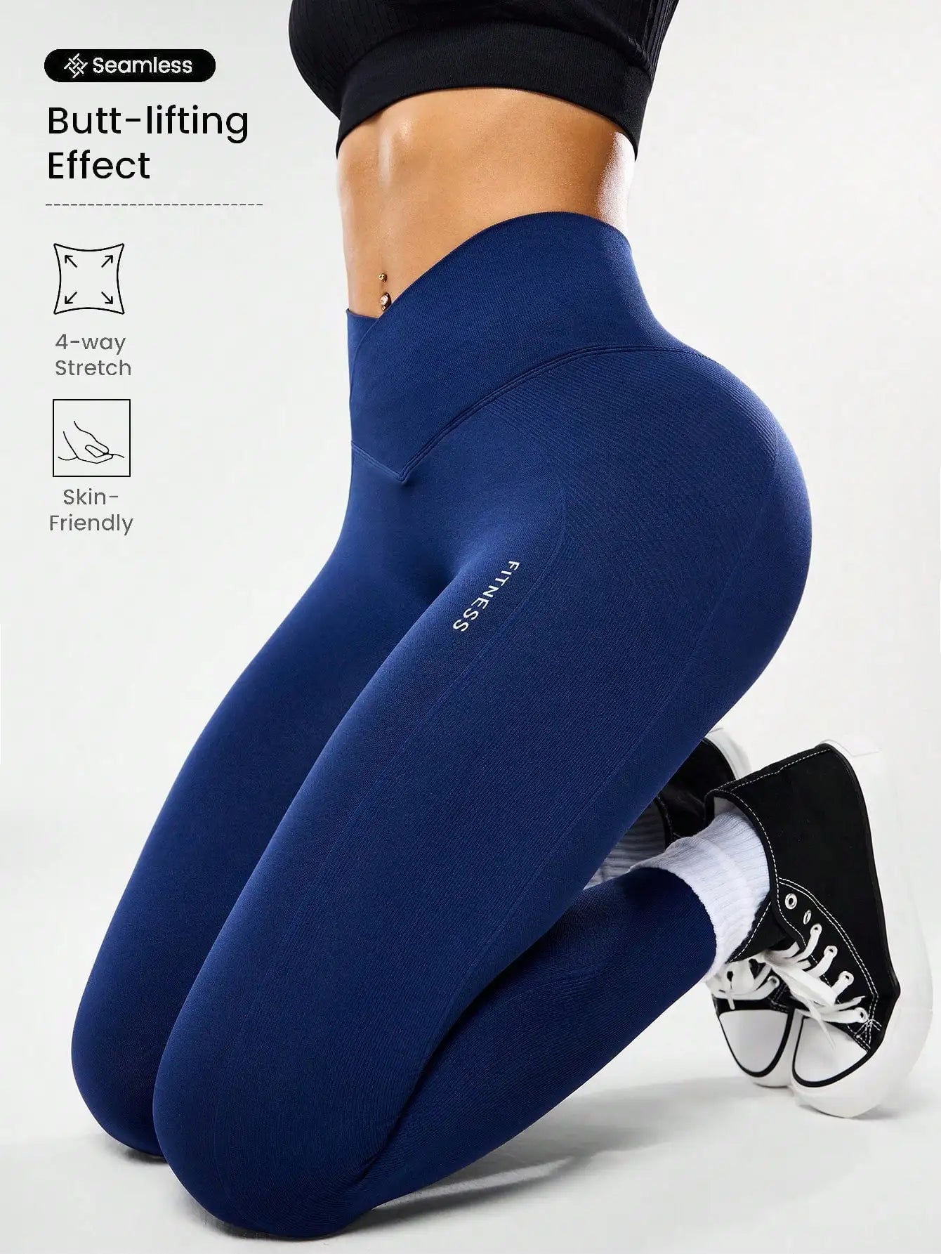 Bestselling Women's High-Waisted Tummy Control Peach Ass Running Fitness Leggings with V-Back, Breathable, Quick-Dry, and Lifted