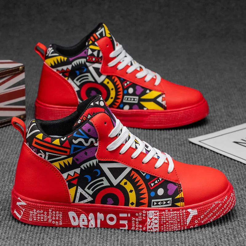 Mens Casual Sport Shoes 2026 Autumn Fashion Comfort Non Slip Casual Sneakers Platform Outdoor Running Shoes Graffiti Board Shoes