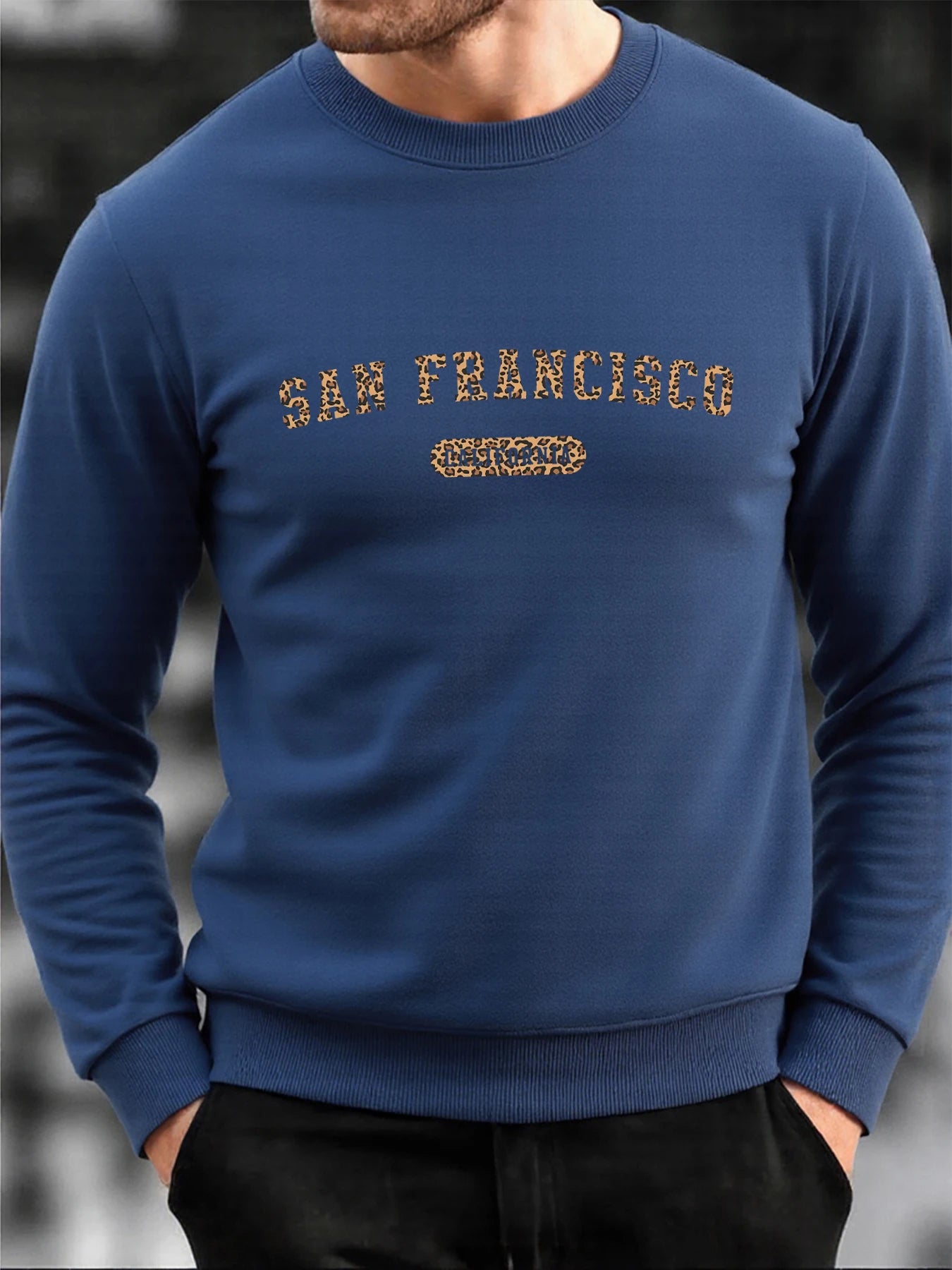 San Francisco California Print Men Hoodless Shirt Soft Loose O-Neck Sweatshirt Fashion Fleece Pullover Autumn Male Tracksuit