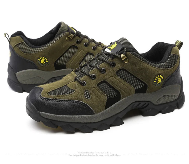 Men's Outdoor Climbing Shoes Breathable Waterproof Sports Hiking Shoes Rubber Outsole Low Cut Lace up Casual Shoes