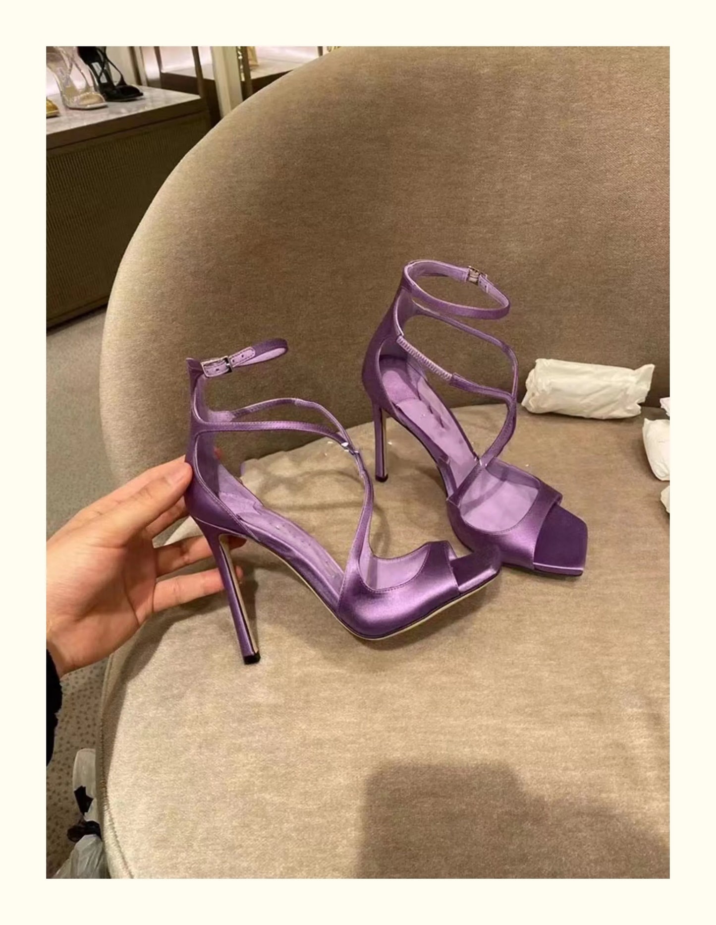 2025 European and American Women's New Square Toe Sandals Summer Nude Patent Leather Stiletto Sexy High Heels