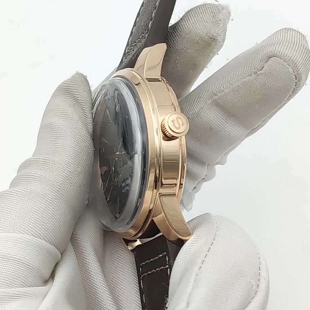 Men's Fashion Mechanical Watch NH38 Skeleton Dial Design Vintage Round Case Transparent Cover Men's Watch
