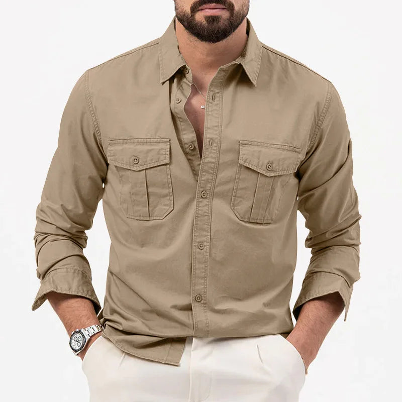 Men's Fashionable Coat - Spring/Autumn Season - Slim Fit Style - Retro Design - Casual Button-Up Coat - Long-Sleeved Outerwear