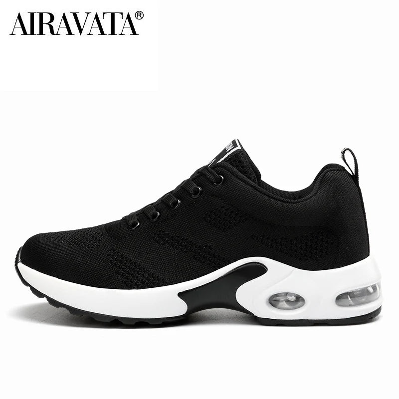 Women's Fashion Air Cushion Sports Running Flat Soft Bottom Sneaker Mesh Breathable Casual Shoes
