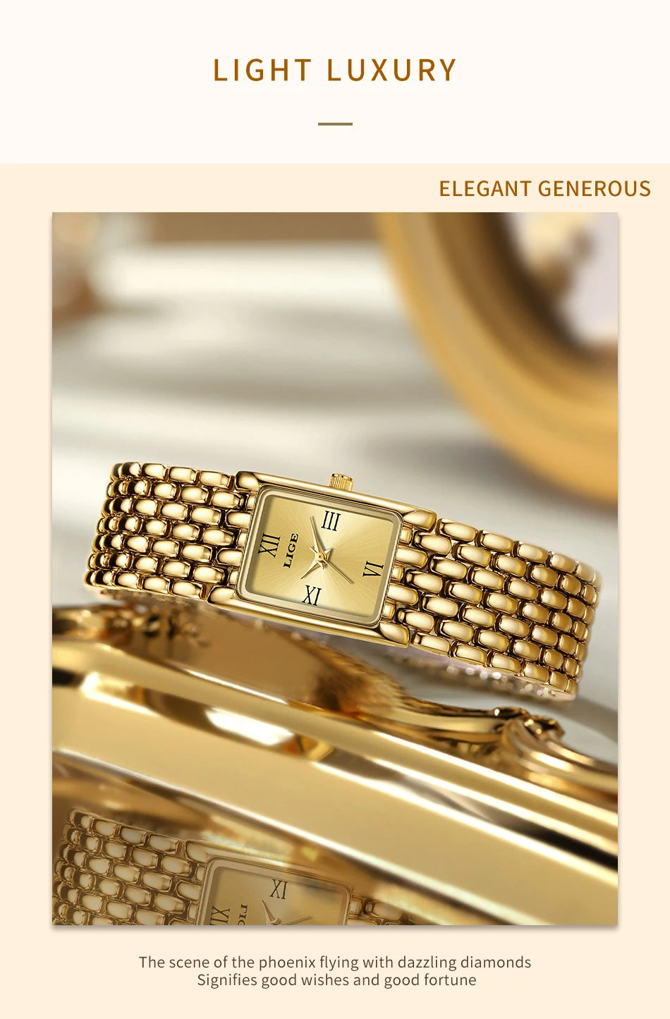2025 LIGE New Watches Women Fashion Casual Luxury Gifts Womens Waterproof Square Dial Steel Belt Quartz Wrist Watch reloj mujer