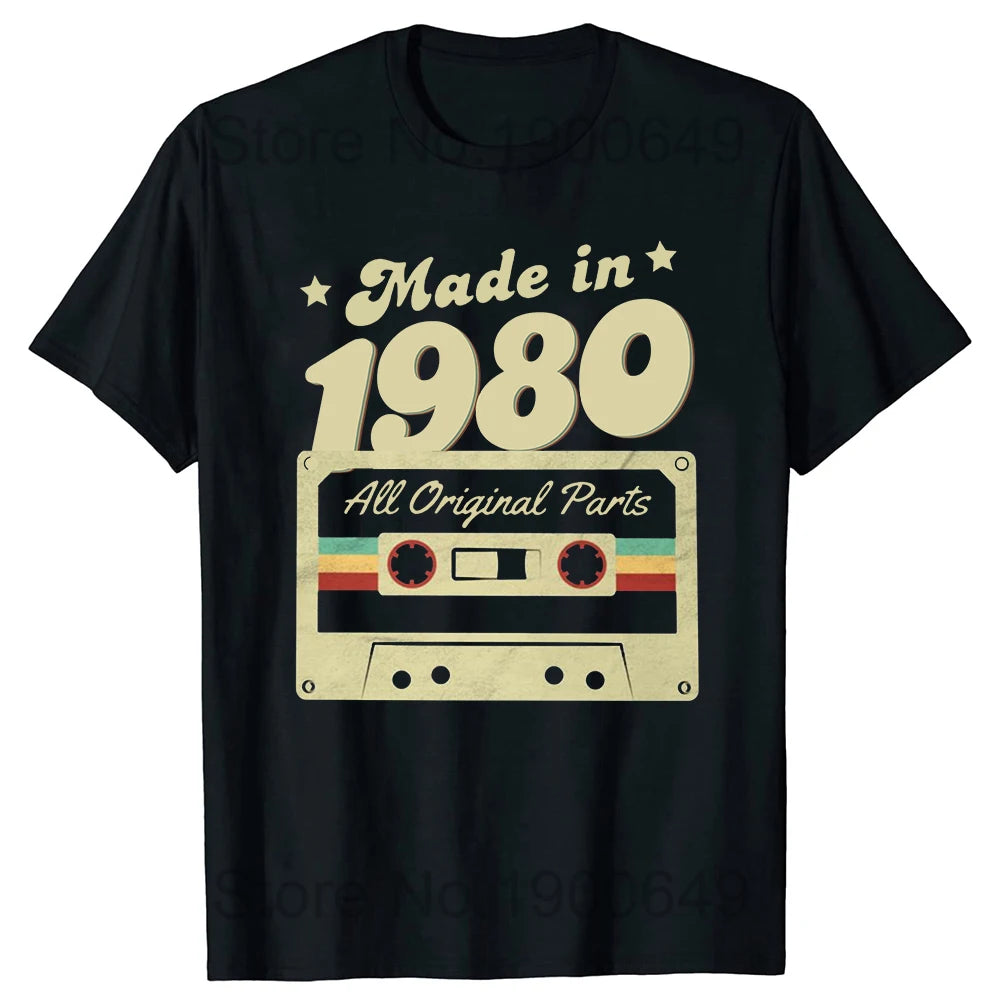 Men's Vintage 44th Birthday T-Shirt Summer 44 Year Classic 1980 Limited Edition Custom Printed Short Sleeve T-Shirt Top Tees