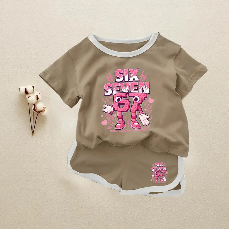 Kids Clothes Sets 2026 Summer Baby Boys Girls 67 Six Seven Short Sleeves T-Shirt+Shorts 2 Piece Outfit Children Casual Tracksuit