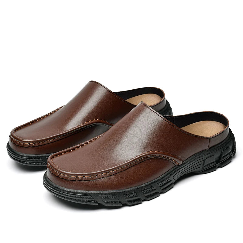 Half Shoes For Men Leather Latest Design 2025 Luxury Designer Italian Summer Casual Shoes Slip-ons