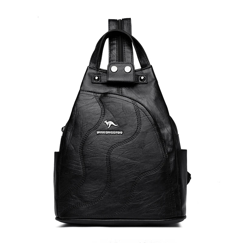 Women Leather Backpacks Zipper Female Chest Bag Travel Back Pack Ladies Bagpack Mochilas School Bags for Teenage Girls Sac A Dos