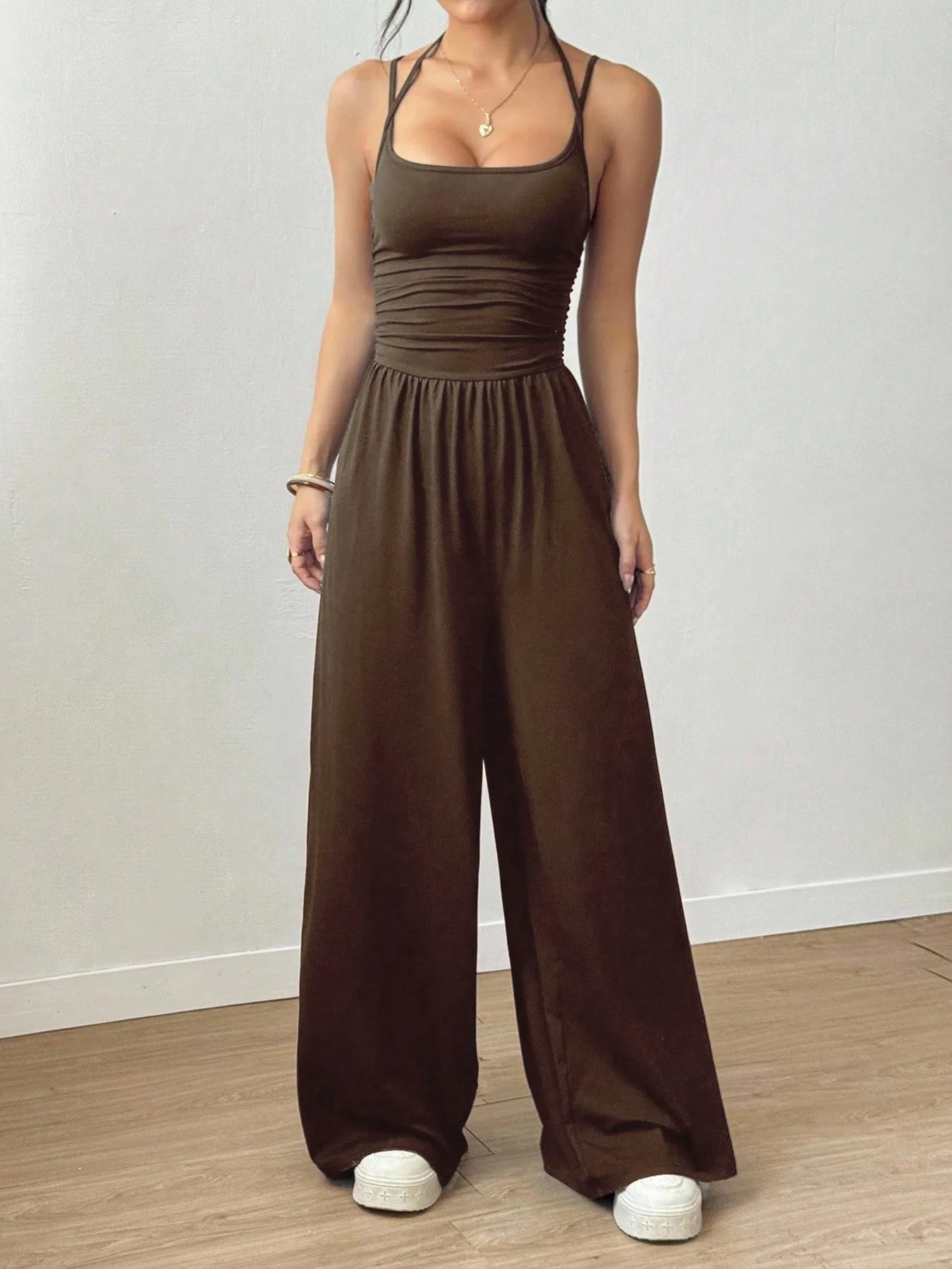 2026 Casual Jumpsuit Simple Style Jumpsuits For Woman Loose Wide Leg Trouser Women's Clothing Home Clothes Sleeveless Sling Silm
