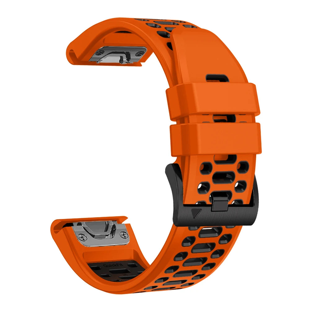 Sport Two-Tone Breathable Silicone Watch Band For Garmin Fenix 7X 7 Pro 6X 6 5 5X Plus/Epix 2 47mm 51mm QuickFit 26/22mm Strap