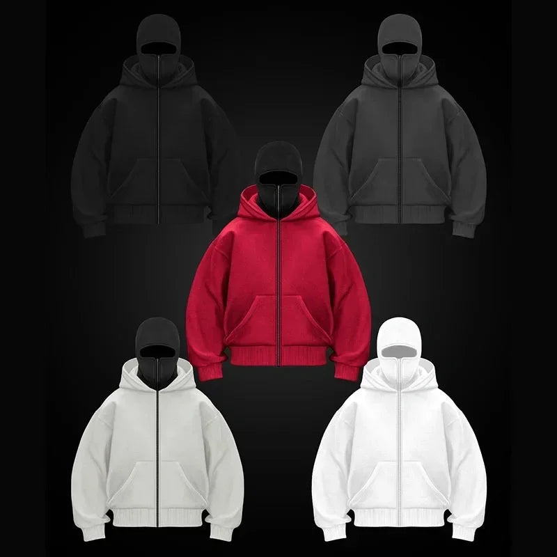Plain Design Hooded Zip Up Sweatshirt for Men Women Autumn Winter Ins Style Couple Matching BAZAARHUBO